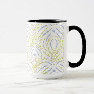 Caneca Rosas silvestres e borboletas /rosa/verde claro/am