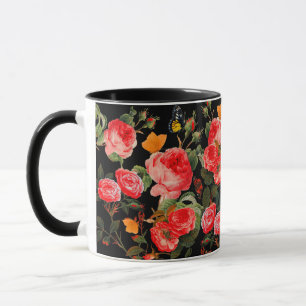Caneca ROSAS VERMELHAS E MANTEIRAS AMARELAS Pretas