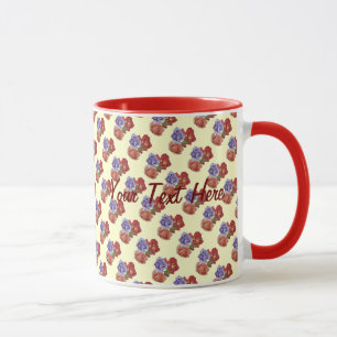 Caneca rosas vermelhas e rosas florais
