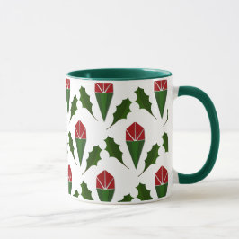 Caneca Rosas vermelhas Elegantes de Abstrato, Padrão Holl