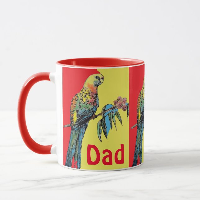 Caneca Rosella Parrot Watercolor Pai Padre Coffee M (Esquerda)