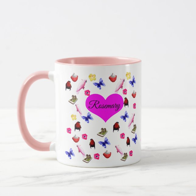 Caneca Rosemary, Nome Das Meninas, Com Bunnies, Borboleta (Esquerda)