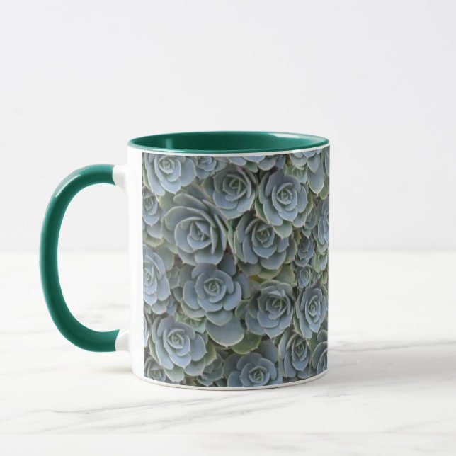 CANECA ROSETAS DE PLANTA SUCULENTA CINZA VERDE (Esquerda)