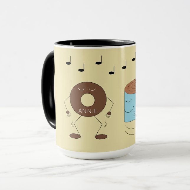 Caneca Rosquinha de chocolate e dança de café: (Frente Esquerda)