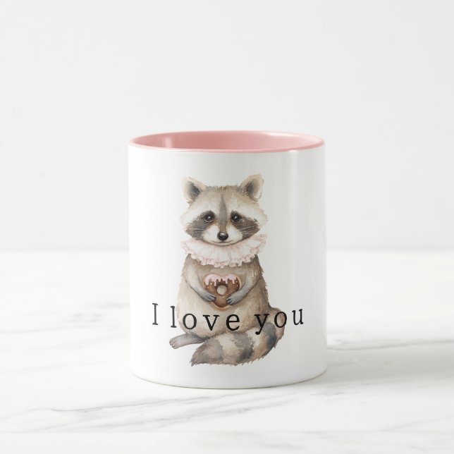 Caneca Rosquinha de Coração de Guaxinim de Creme Doce (Centro)