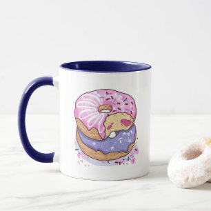 Caneca Rosquinhas Rosa E Roxo De Aquarelas Com Préguas