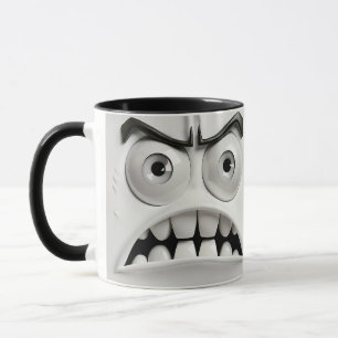 Caneca Rosto Bravo 3D Engraçado Sarcástico
