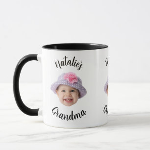 Caneca Rosto de Bebê Menino Foto Nome da Criança Avó