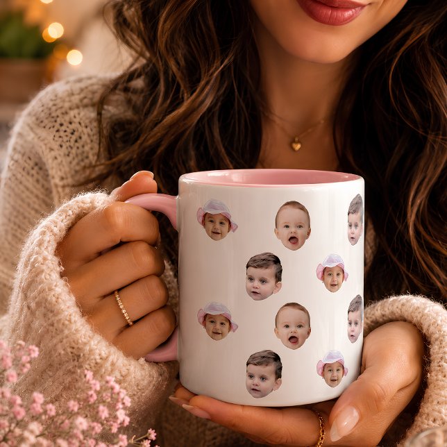 Caneca Rosto de Bebê Personalizado Engraçado 2 Fotos (Criador carregado)