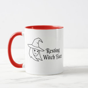 Caneca Rosto de Bruxa Descansada   Engraçado Bruxa Hallow
