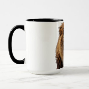 Caneca Rosto de Leão Majestoso com Olhos Azuis   Anima Fa