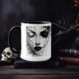 Caneca Rosto de Mulher Gótica
