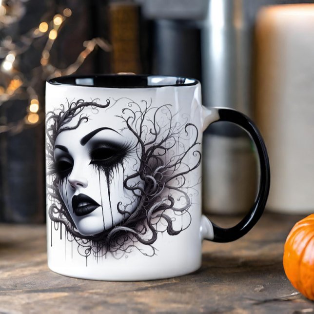 Caneca Rosto de mulher gótica (Criador carregado)