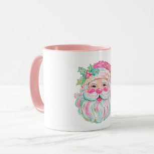 Caneca Rosto de Papai Noel Préppy Pintura em Textura Nata