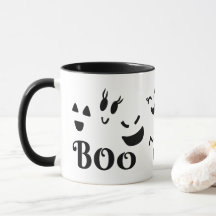 Rostos de Fantasmas BOO Pretos e Brancos de Hallow