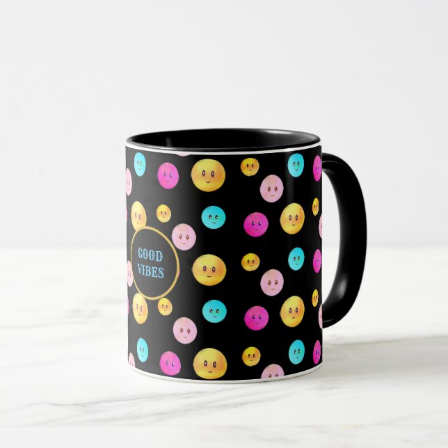 Caneca Rostos Felizes, Multicoloridos (Frente Esquerda)