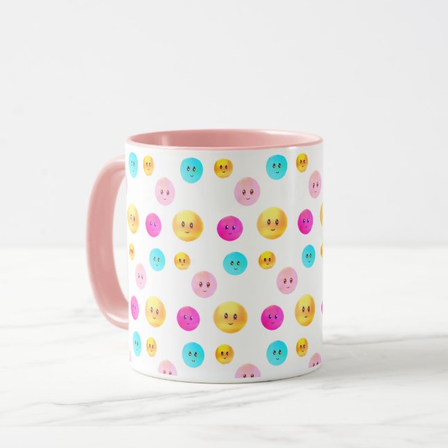 Caneca Rostos Felizes Multicoloridos Modernos e Fo (Frente Esquerda)