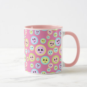 Caneca Rostos felizes no pastel - divertidos e bonitos