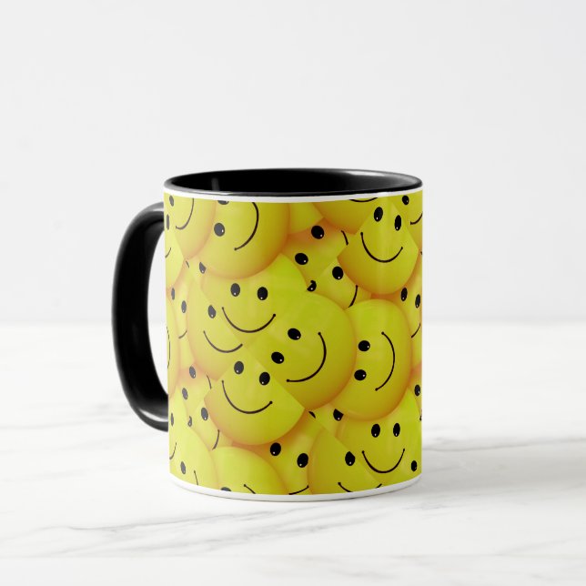 Caneca Rostos por toda parte, rostos sorridentes, (Frente Esquerda)