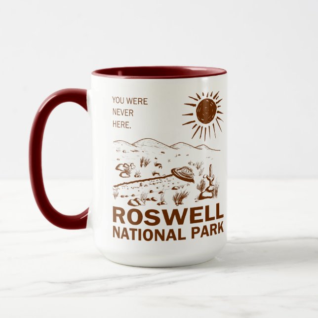 Caneca Roswell National Park OVNI Voando Aliens de Saucer (Esquerda)