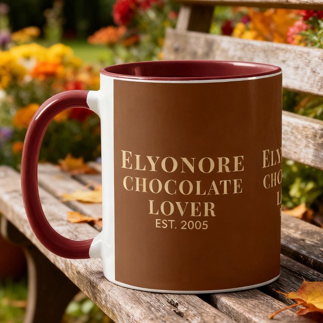 Caneca Roteiro de Creme Amante de Chocolate Nome Personal (Criador carregado)