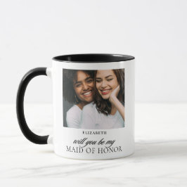 Caneca Roteiro Minimalista para Pedido de Dama de Honra e