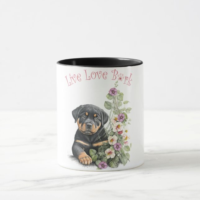 Caneca Rottweiler Cachorro Mãe Floral (Centro)