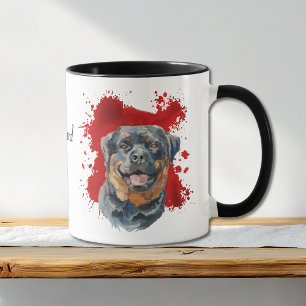 Caneca Rottweiler Cão Vermelho Abstrato Fundo