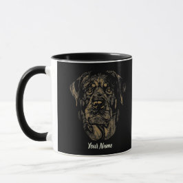 Caneca Rottweiler Cão Vintage Retrato Rottie Design