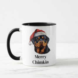 Caneca Rottweiler Chapéu de Papai Noel Cachorro de Natal