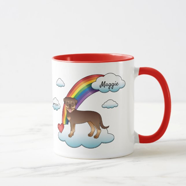Caneca Rottweiler Vermelho e Bege Fofo Memorial Arco-Íris (Direita)