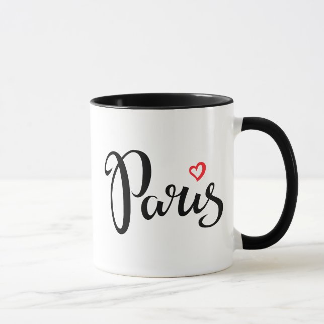 Caneca Rotulação da escova de Paris com coração (Direita)