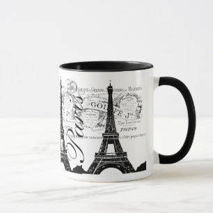 Caneca Rótulo Vintage Paris & Torre Eiffel