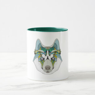 Caneca Rouco de lobo embelezado azul verde