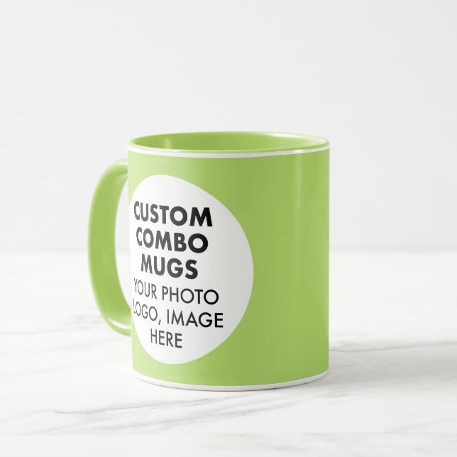 Caneca Round Frame 2 x Photo Logo Lime Custom Combo (Frente Esquerda)