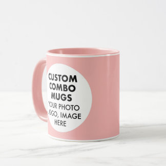 Caneca Round Frame 2 x Photo Logo Pink Custom Combo
