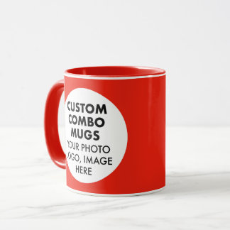 Caneca Round Frame 2 x Photo Logo Red Custom Combo