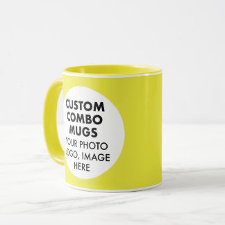 Caneca Round Frame 2 x Photo Logo Yellow Custom Combo