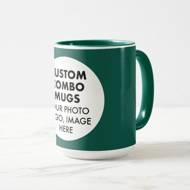 Caneca Round Frame Photo Logo Large Green Custom Combo (Frente Esquerda)