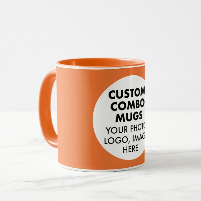 Caneca Round Frame Photo Logo Orange Custom Combo (Frente Esquerda)