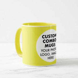 Caneca Round Frame Photo Logo Yellow Custom Combo