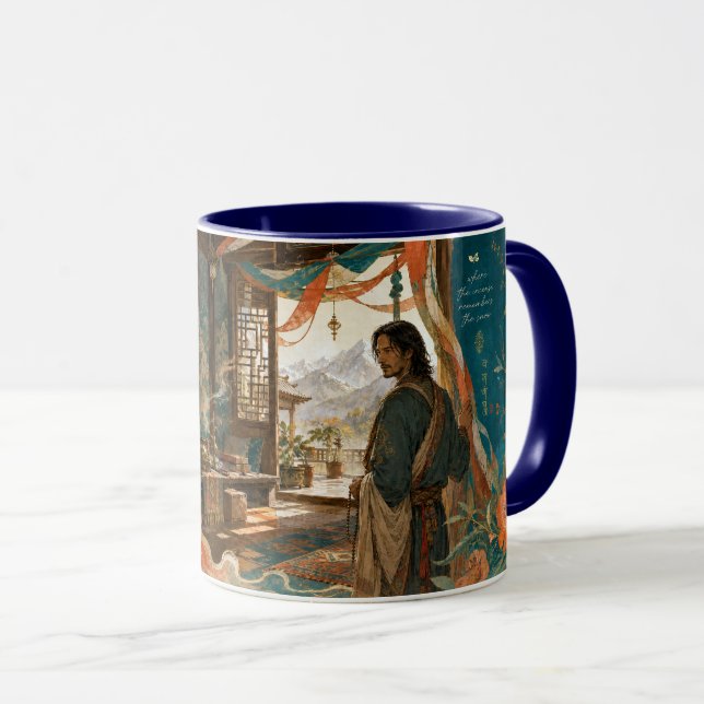 Caneca Roupas tibetanas. (Frente Esquerda)