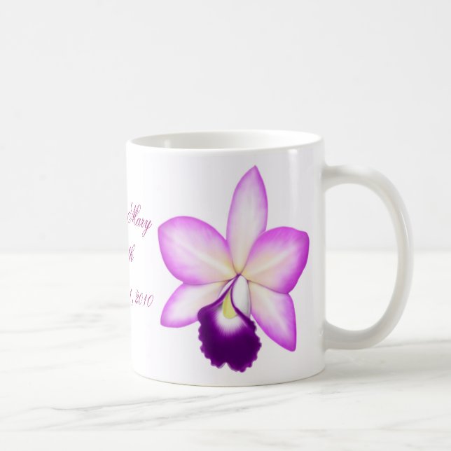 Caneca roxa customizável da orquídea (Direita)