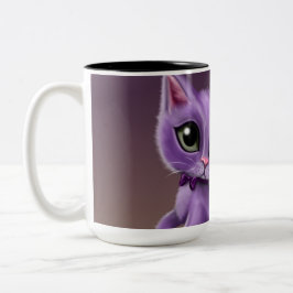 Caneca roxa do Dois-Tom do gatinho
