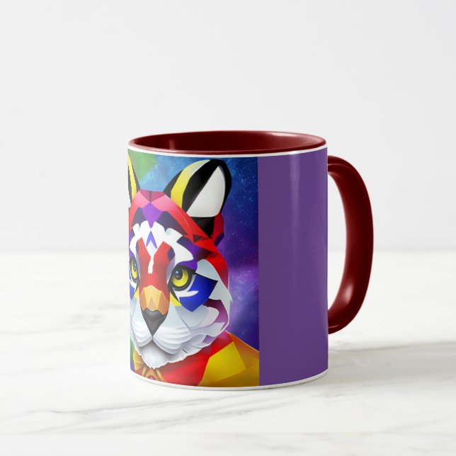 Caneca roxa e grená combinação central da Gata de  (Frente Esquerda)