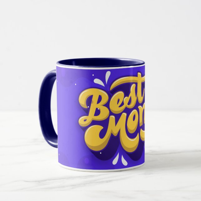 Caneca Roxa Melhor Mãe de Todos os Tempos Desenhad (Frente Esquerda)