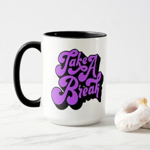 Caneca Roxa Preta Groovy Retro 70s - Faça Uma Paus