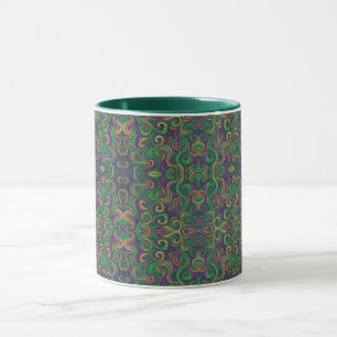 Caneca Roxo amarelo verde redemoinhos abstratos de Mardi