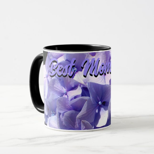 Caneca Roxo Hydrangea melhor mãe de sempre (Frente Esquerda)