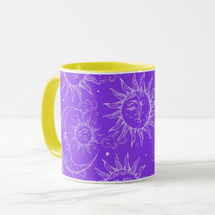 Caneca Roxo Magia Vintage Sun Estrelas Celestiais